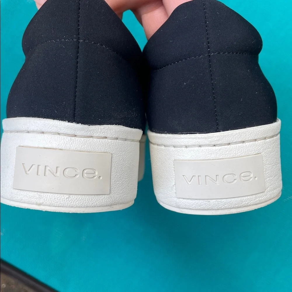 Vince Shoes Womens 36.M Warren Slip On Sneakers Black Fabric Casual Platform